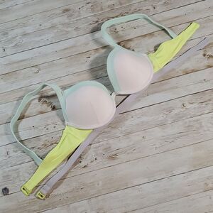 Victoria’s Secret The Fabulous Double Strap Bikini‎ Top (34B) Yellow White Green